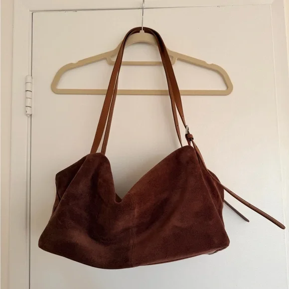 NWOT REVOLVE Dual Straps Suede Shoulder Bag in Brown - Picture 5 of 10